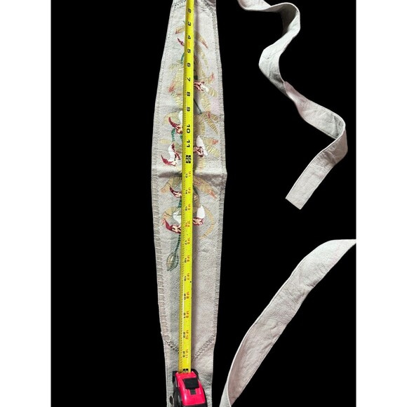 Vintage Hand Painted Orchids Saude Leather Tie Belt 70s - Picture 7 of 8